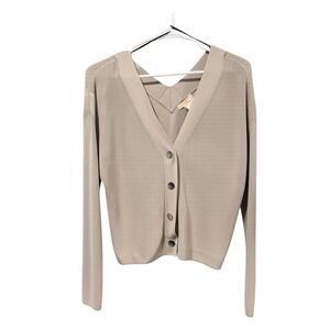 H&M Taupe Knit Cardigan Sweater Button Front V-Neck Lightweight - XS